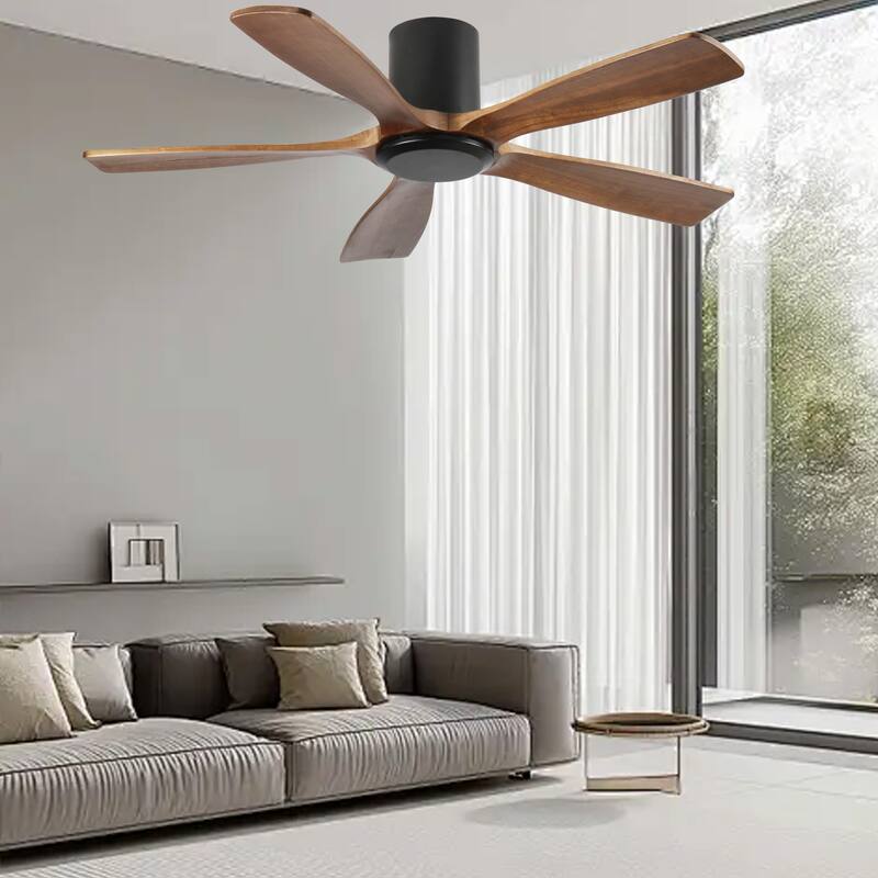 60-Inch Ceiling Fan Without Light, Solid Wood Blades, Ultra-Quiet DC Motor, Remote Control with 6 Speeds Reversible Function