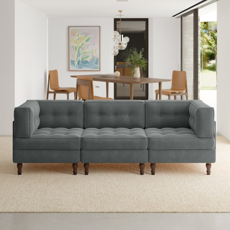 Oversized Modular Sectional Corduroy Fabric Tufted Sofa