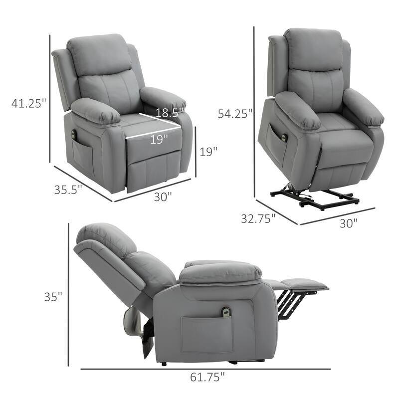 HOMCOM Living Room Power Lift Chair, PU Leather Electric Recliner Sofa Chair for Elderly with Remote Control