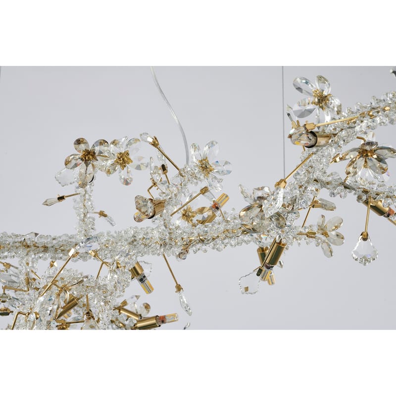 20-Light Clear and Champagne Crystal Branch Chandelier