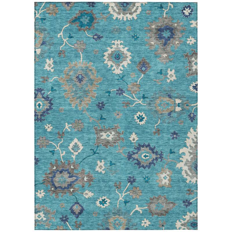 HomeRoots Floral Traditional Rectangle Outdoor Rug - 8' X 10'