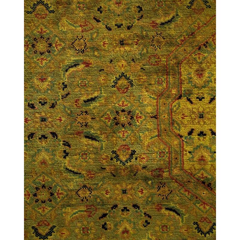 Overton Hand Knotted Wool Vintage Inspired Modern Contemporary Overdyed Gold Area Rug - 6' 2" x 6' 4"