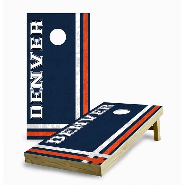 slide 2 of 7, Denver Broncos Multi Stripe Cornhole Game (Choose Wraps or Boards) 2x4 Boards (24" x 48") - Include ALL Accessories