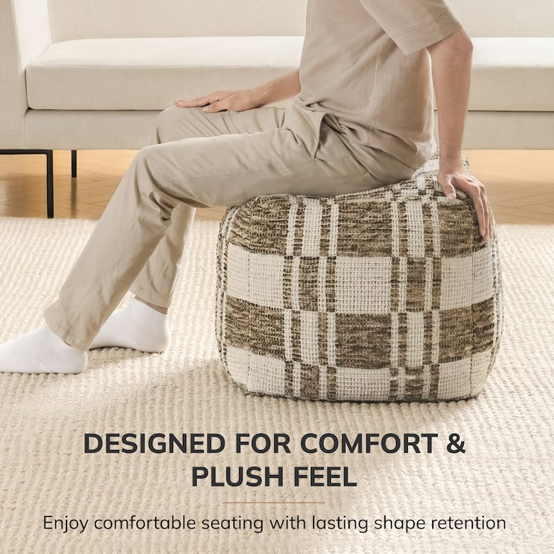 Jani 20-inch Ottoman Pouf - Handcrafted Handmade Ottoman for Seating, Footrest, Home Decor for Living Room, Bedroom