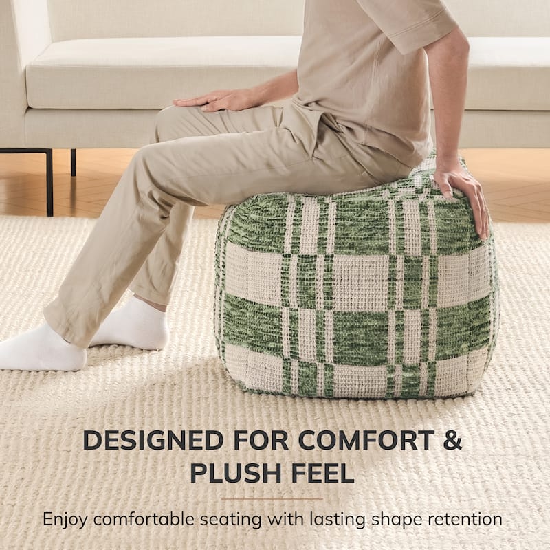 Jani 20-inch Ottoman Pouf - Handcrafted Handmade Ottoman for Seating, Footrest, Home Decor for Living Room, Bedroom