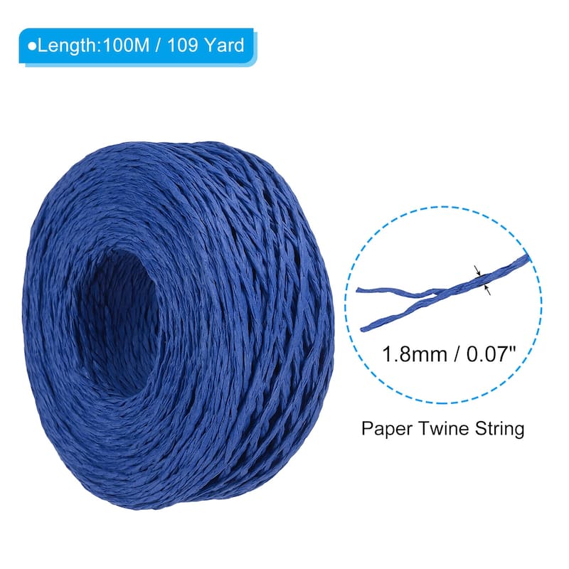 Raffia Ribbon, 109 Yard Paper Twine String for Festival Gifts Wrapping - Dark Blue