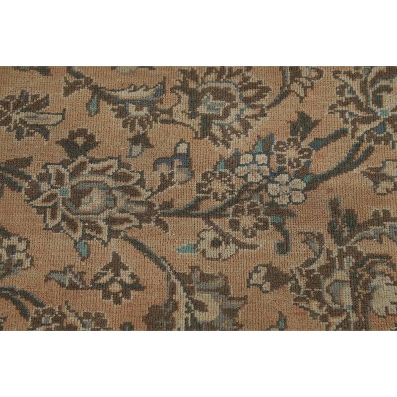 Traditional Mashad Persian Vintage Rug Bedroom Handmade Wool Carpet - 9'6" x 13'3"