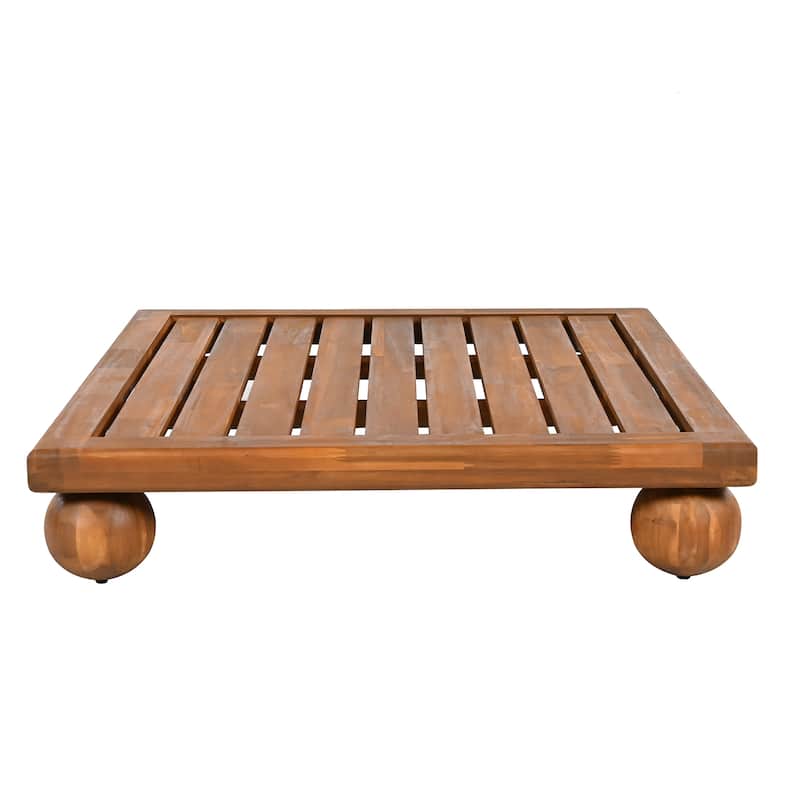 Scott Living Dulcie 4 Piece Outdoor Acacia Wood L Shape Setional Sofa with Removable Cushions
