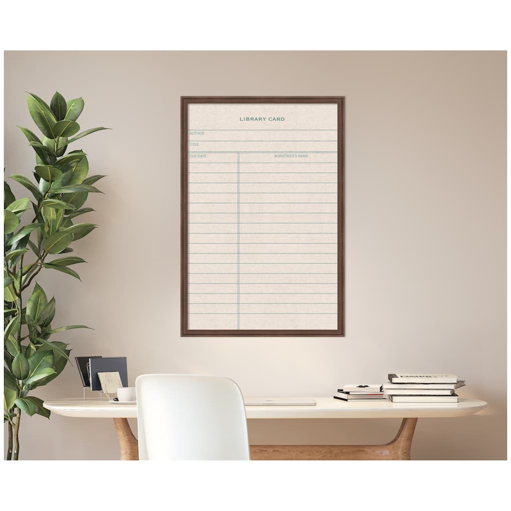 Kate and Laurel Framed Fabric Pinboard Linen Library Card Wall Organization