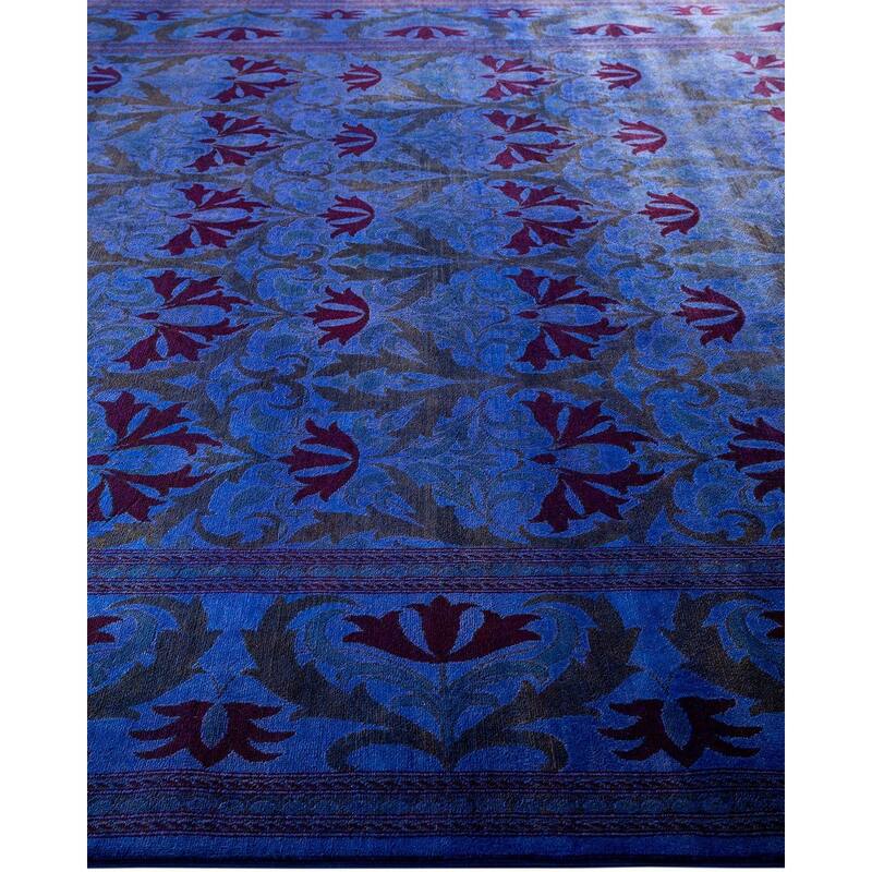Overton Hand Knotted Wool Vintage Inspired Modern Contemporary Overdyed Purple Area Rug - 9' 3" x 12' 3"