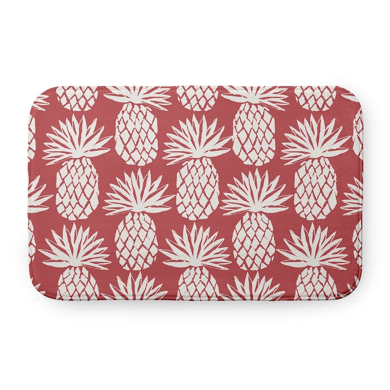 Pineapple Pattern Bathmat - 24" x 17" - Ligonberry Red