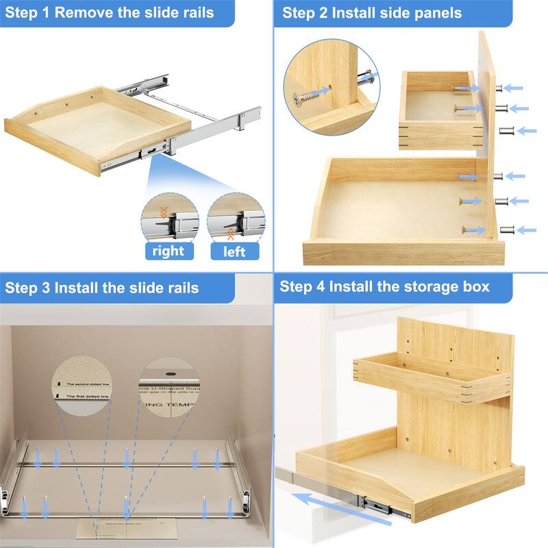22.5-in W x 18.55-in H x 20.98-in D 2-Tier Cabinet Wood Pull-out Under-sink Organizer
