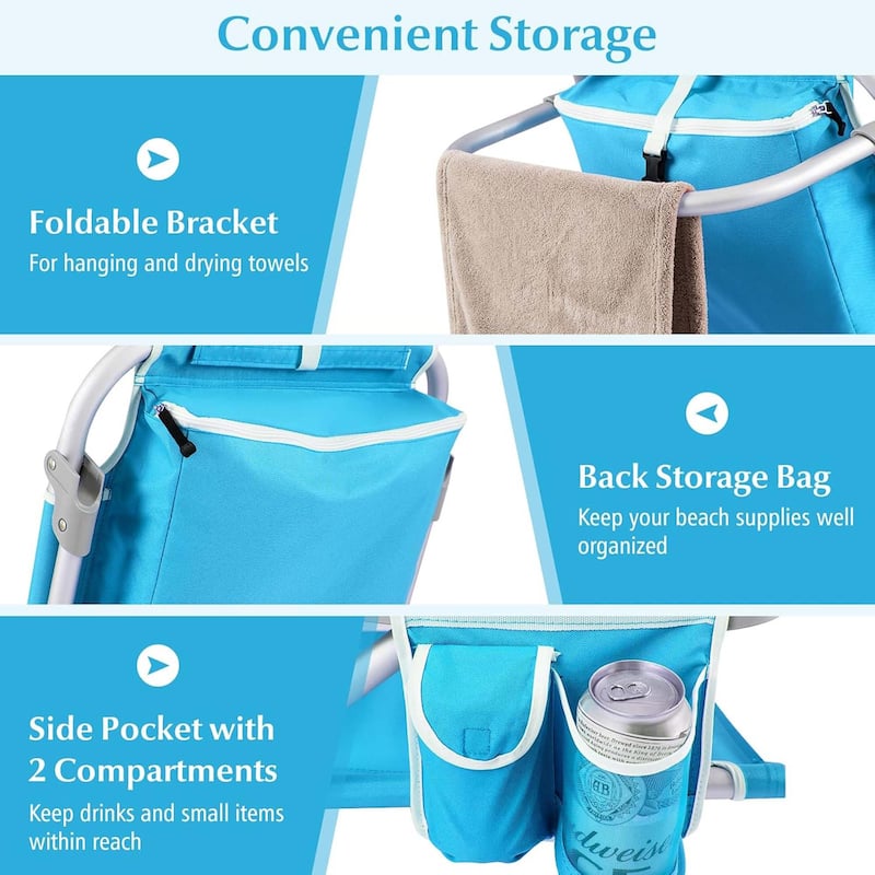 1/2 PCS Beach Chair Foldable Backpack Chair Aluminum Lay Flat Chair