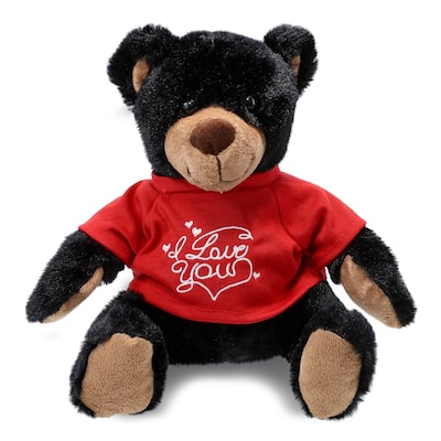 DolliBu I LOVE YOU Black Bear with Red Plaid Hoodie and Red Shirt - 10 ...