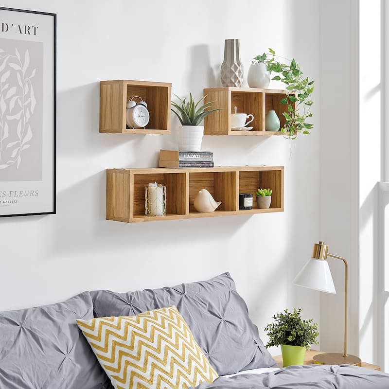 Danya B. Bauhaus Floating Geometric Cubby Wall Shelves - Set of 3 Sizes