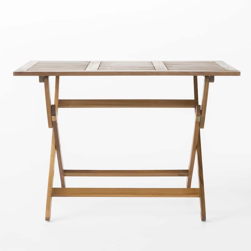 Roomfitters 43.5" Foldable Outdoor Dining Table, Rectangular Patio Table with Slatted Top for Garden or Deck