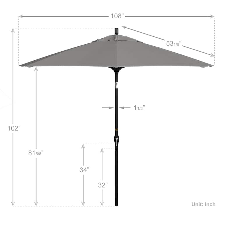 California Umbrella 9-foot Round Crank Lift, Push ButtonTilt, Black Frame Finish, Aluminum Patio Umbrella with Sunbrella Fabric