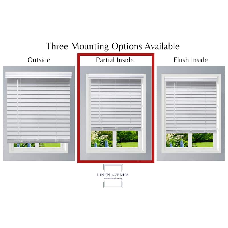 Linen Avenue Cordless Faux Wood Blind, Partial Inside Mount (Arrives ½ Inch Narrower)