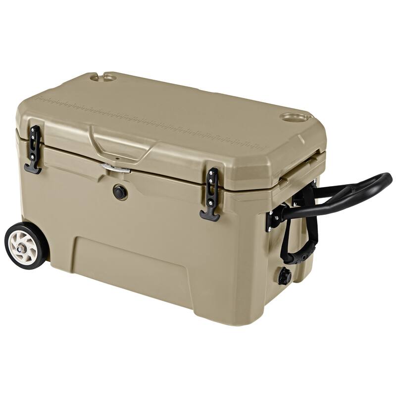 Gymax 52 Quart Portable Hard Cooler w/6-Day Ice Retention Pull Handle - Khaki