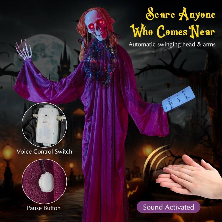 Purple Metal Fabric Animated Halloween Prop with Sound and Motion