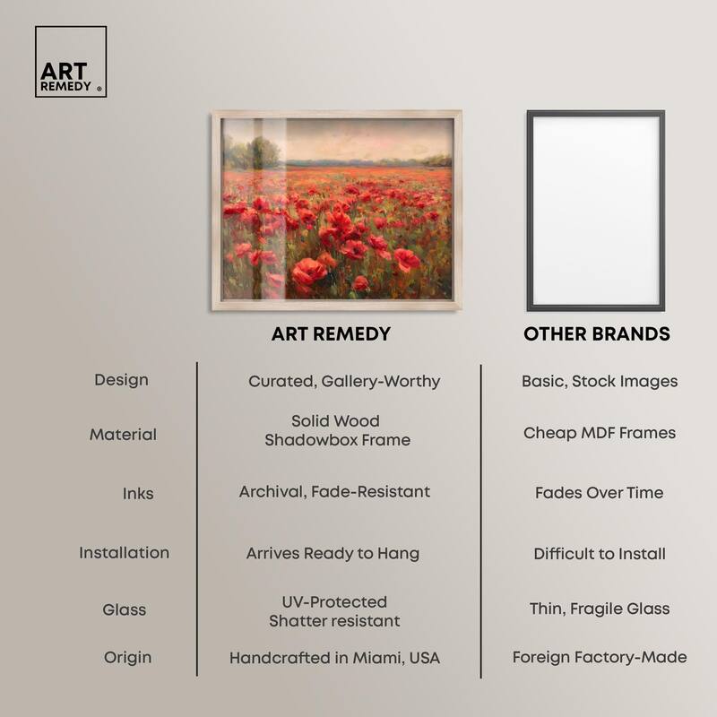 Sea of Red Poppies II Shadowbox by Art Remedy