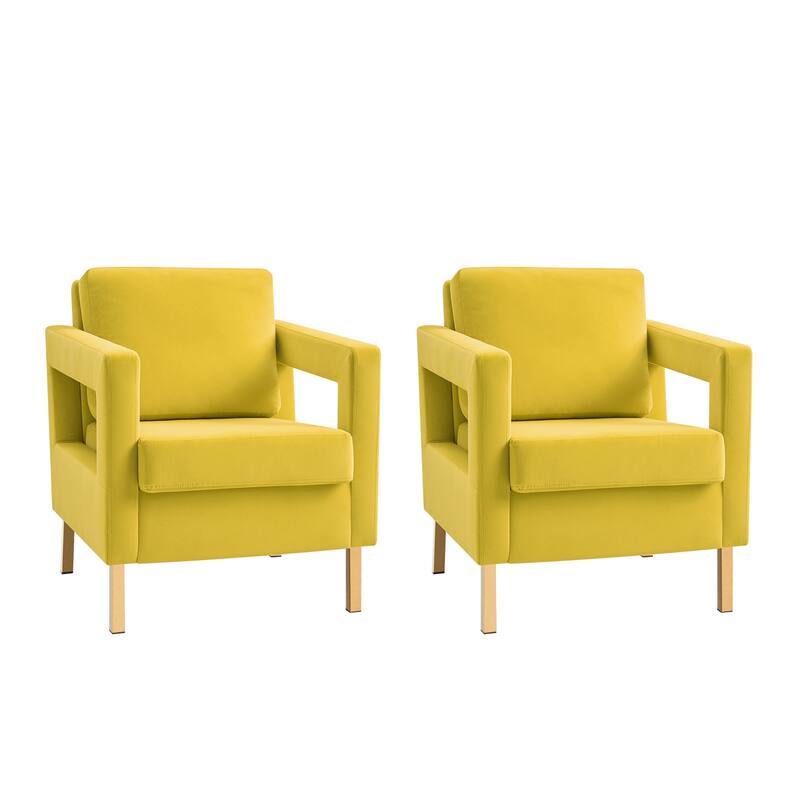 Valentina Modern Upholstered Accent Armchair with Gold Legs Set of 2 by HULALA HOME
