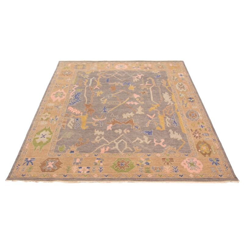 ECARPETGALLERY Hand-knotted Modern Oushak Grey Wool Rug - 8'0 x 9'10