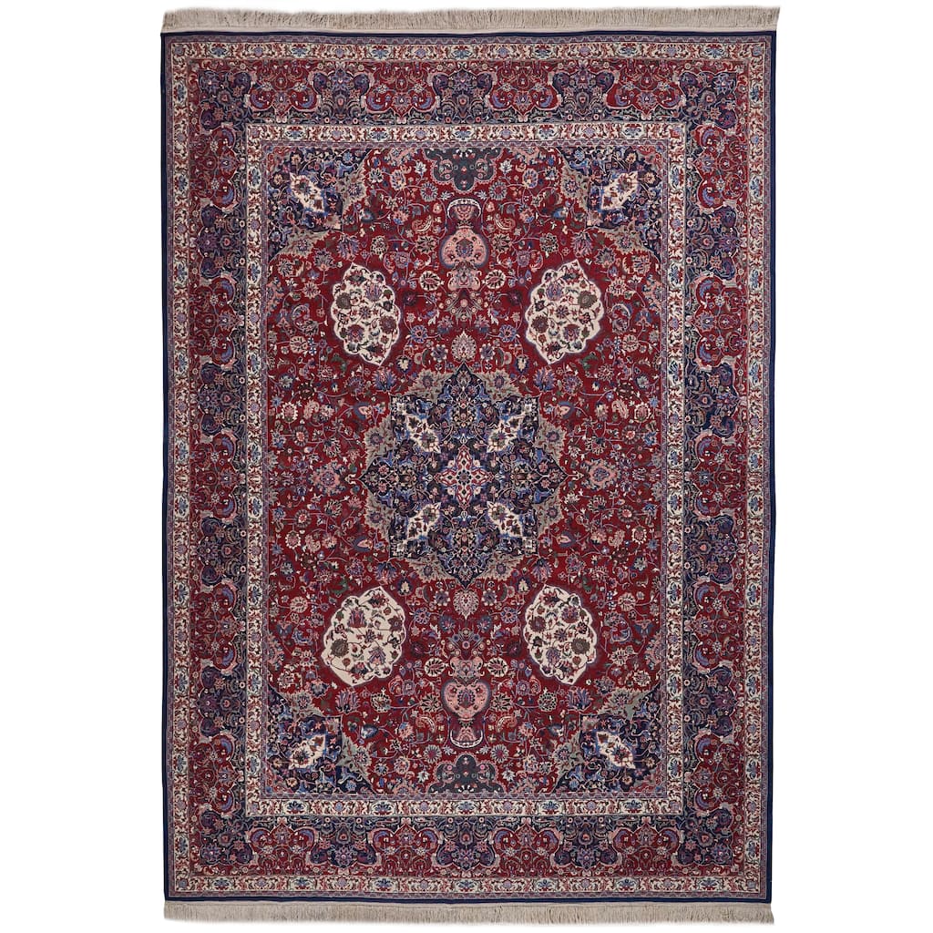 EXQUISITE RUGS ONE-OF-A-KIND Super Fine Millefleur Hand Knotted Red/Red Rug - 9'x12' - 10'x14'