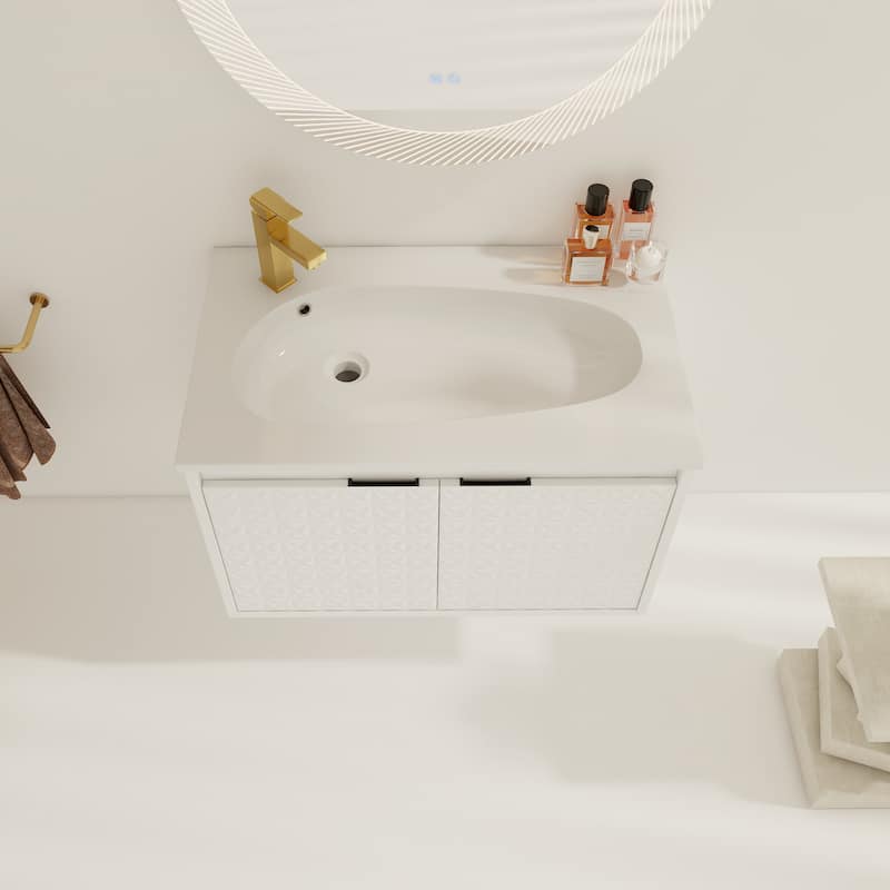 30 Inch Wall Mounted Bathroom Vanity with Sink,Soft Close Doors, For Small Bathroom