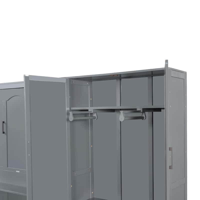 Queen Size Murphy Bed Wall Bed with Closet, Hydraulic Lift & Side Flip Design