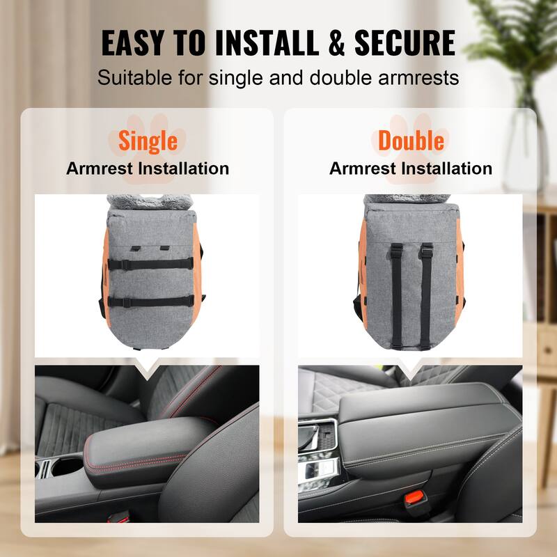 Console Dog Car Seat, Center Console Dog Booster Seat for Small Dog, Pet Car Seat for Car Armrest with Clip-On Leash