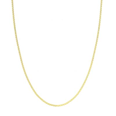 Curata 14k Yellow Gold 2.2mm Flat Mariner Link Chain Necklace (Lobster)