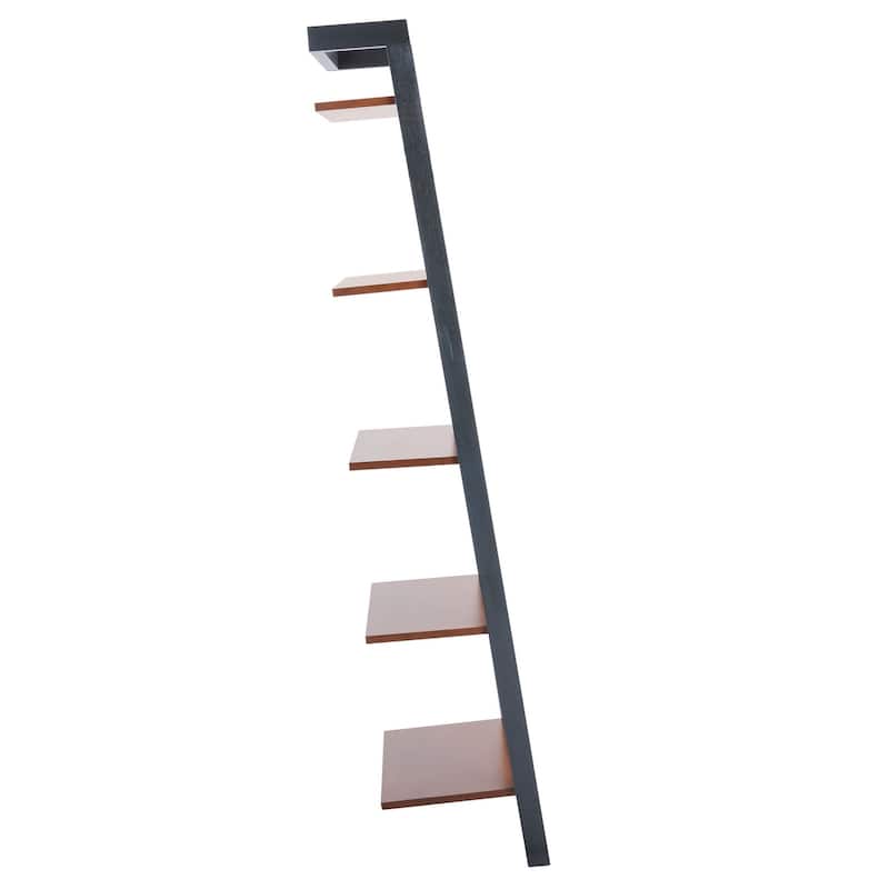 SAFAVIEH Sigrun Natural/Charcoal 5-Tier Leaning Etagere - 18.1" W x 11" L x 72.4" H - 18Wx11Dx72H