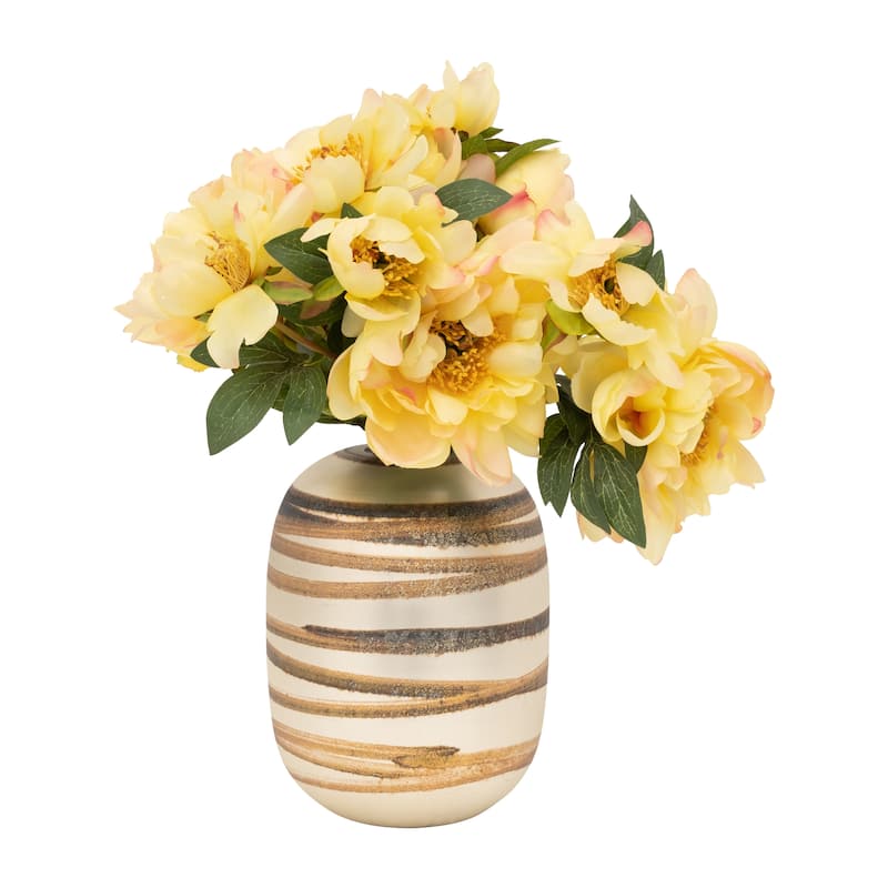Sagebrook Home Glass Gold Cylinder Antique Ring Vase