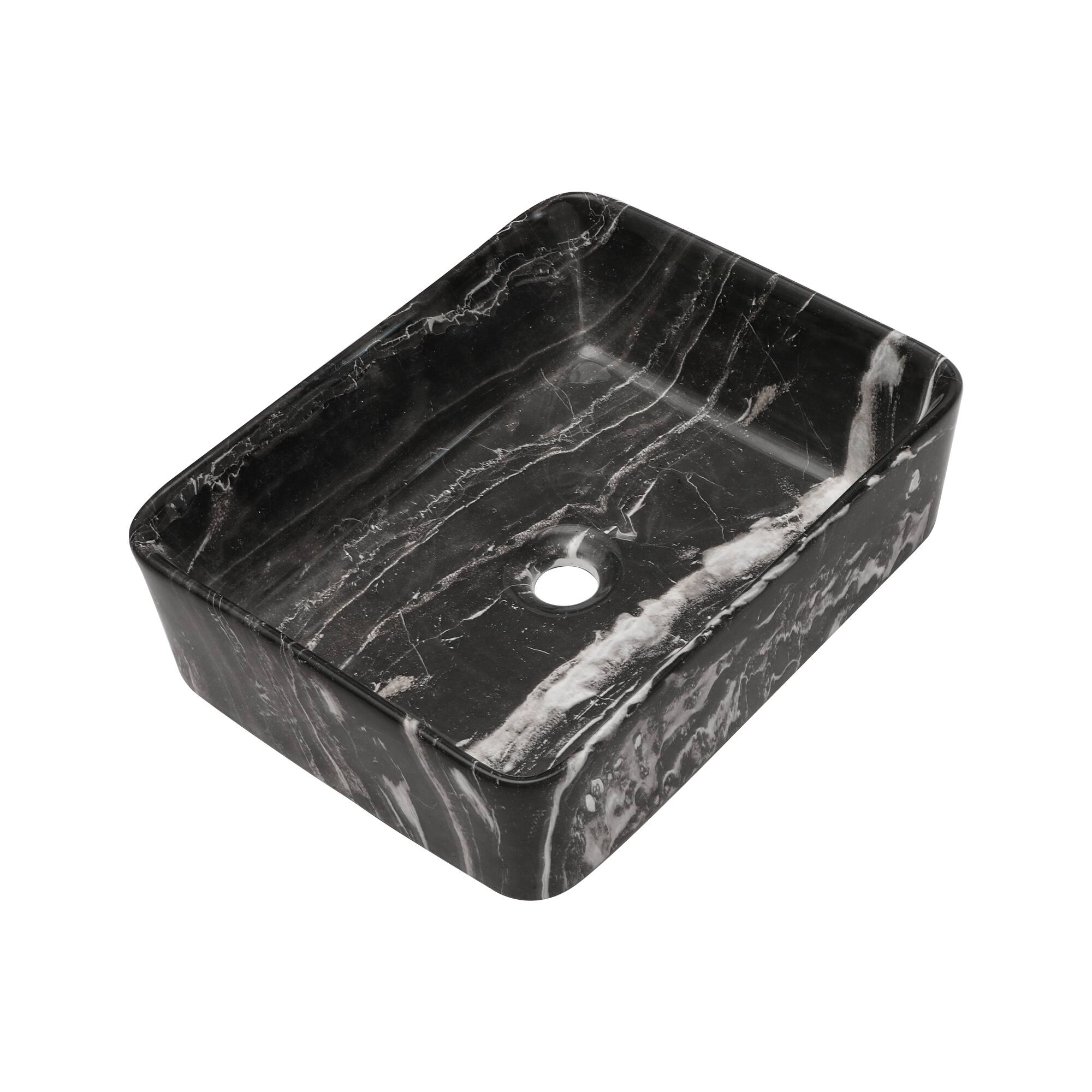 Kichae 19 Inch Marble-Look Ceramic Bathroom Vessel Sink - On Sale - Bed ...