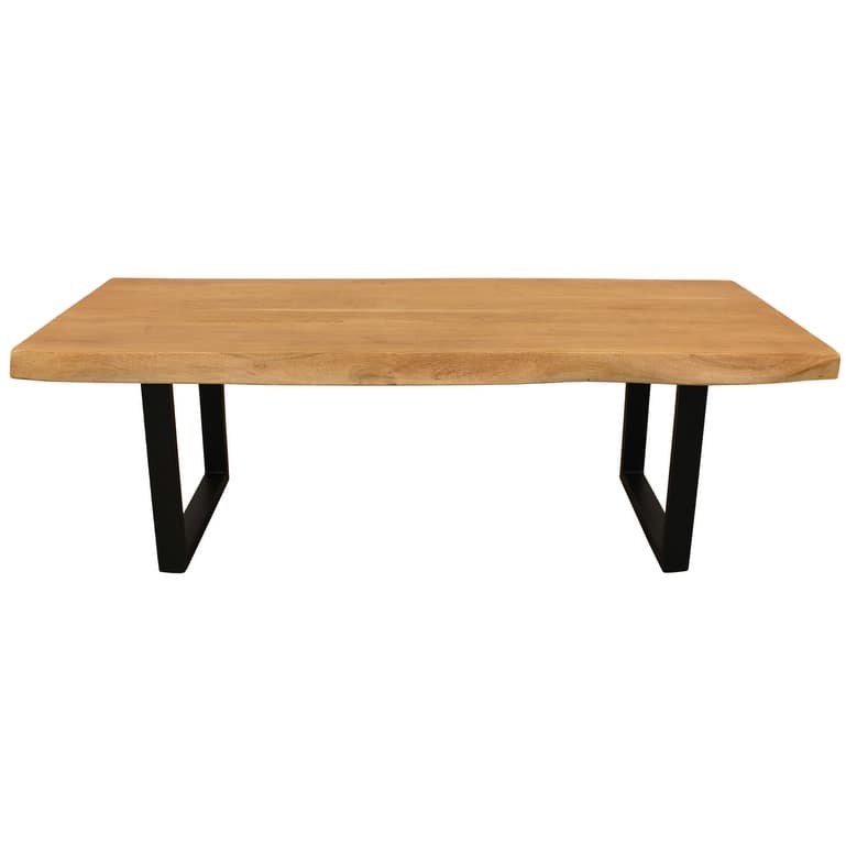 HomeRoots 59" Natural And Black Solid Wood And Iron Live Edge Coffee Table - 59' X '18' X '23
