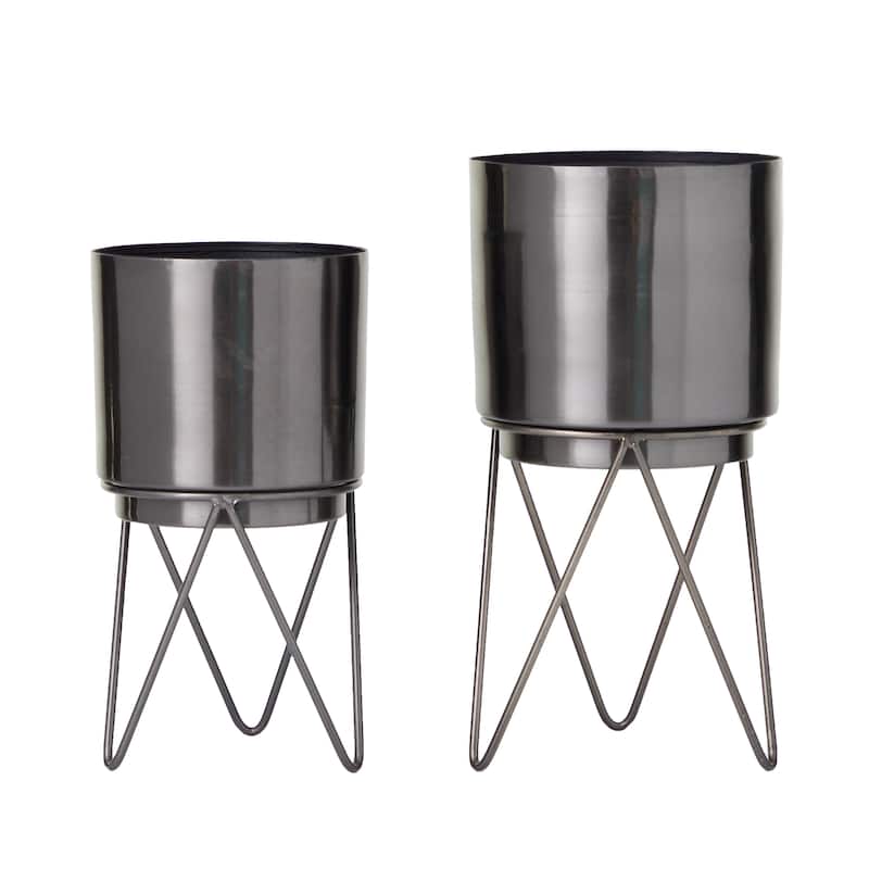 CosmoLiving by Cosmopolitan Metal Modern Planter (Set of 2) - S/2 12", 10"H