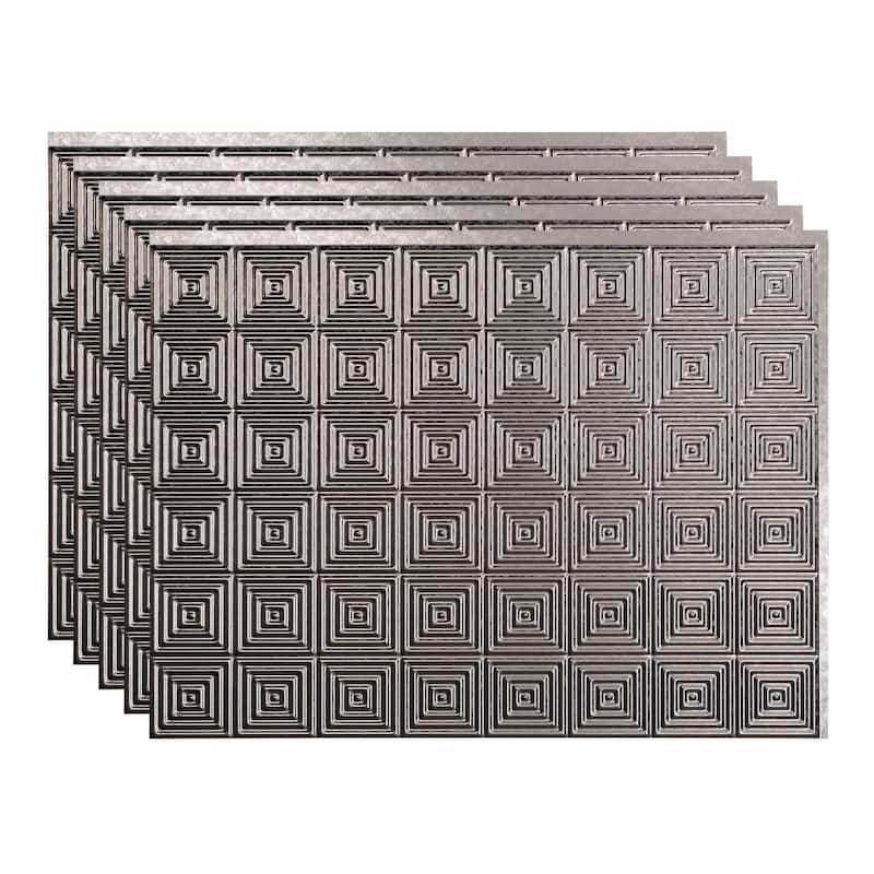 FASÄDE Miniquattro Decorative Vinyl Backsplash Panel - 5 Pack - Galvanized Steel