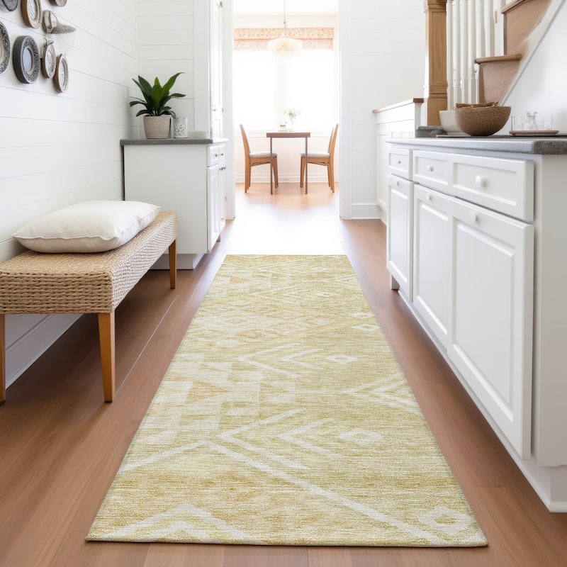 Premium Washable Super Soft Boho Tribal Mayfield Rug - Tan - 2'3" x 7'6"