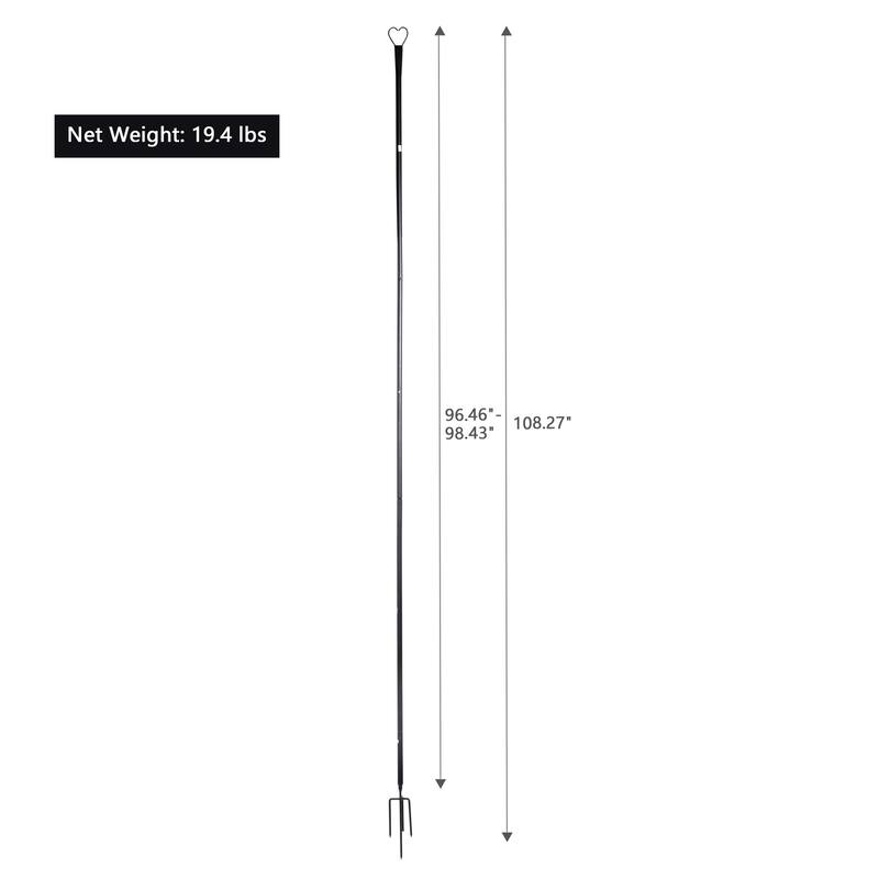 Set of 6 RC String Light Pole, 9 FT Lighting Stand with Heart Shape Hooks, LED Solar Bulbs for Parties, Christmas