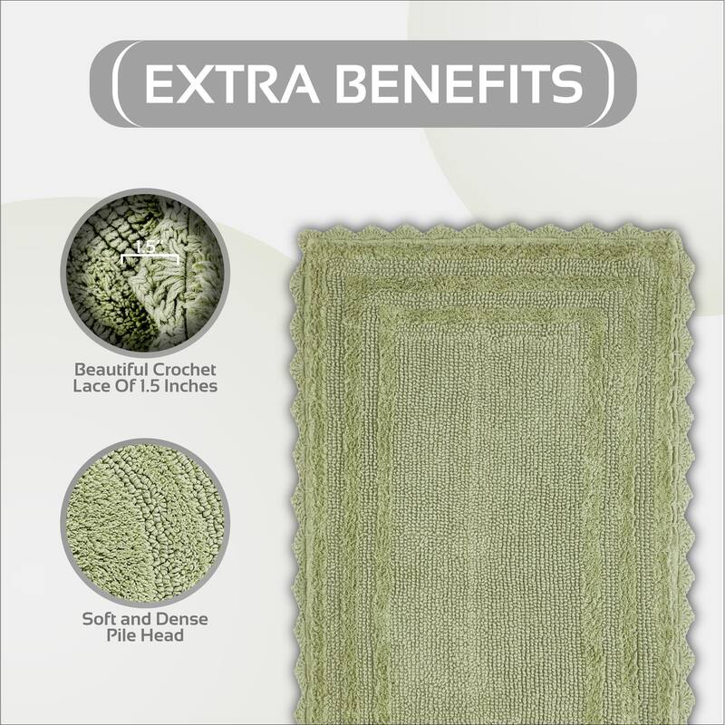 Better Trends Bath Rugs 100% Cotton Soft & Water Absorbent Reversible Tufted Bathroom Rug for Shower, Sink Mats Lilly Crochet