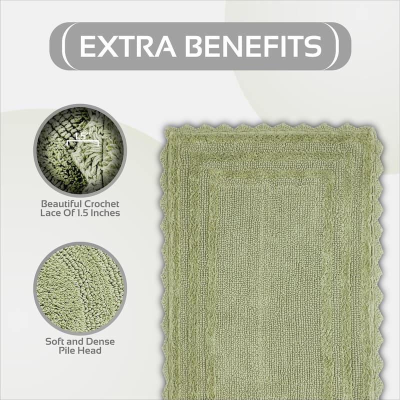 Better Trends Bath Rugs Set 100% Cotton Soft & Water Absorbent Tufted Bathroom Rug for Shower, Sink Bath Mats Lilly Crochet