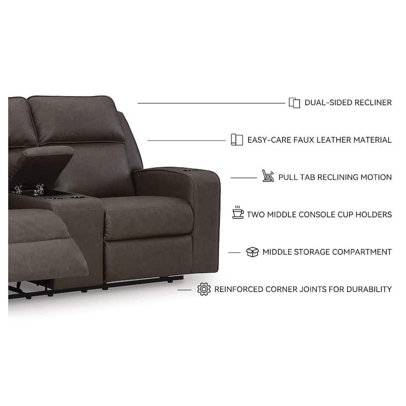 Signature Design by Ashley Lavenhorne Reclining Loveseat with Console - 77"W x 42"D x 43"H