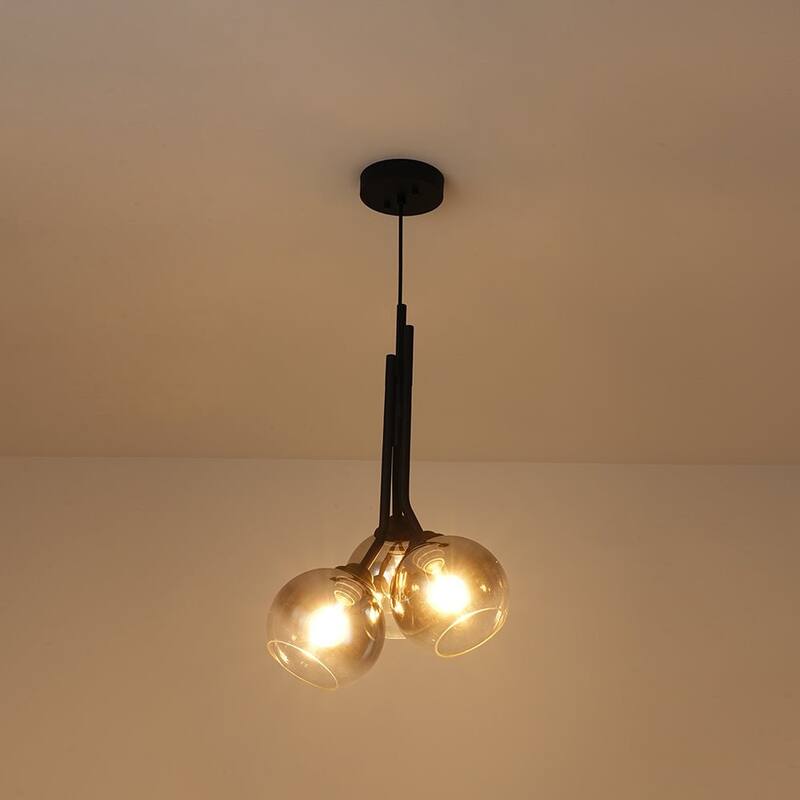 3-Light Contemporary Handcrafted Mirror Glass Pendant - N/A