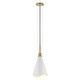 preview thumbnail 2 of 4, Tango 1 Light Small Pendant Matte White with Burnished Brass
