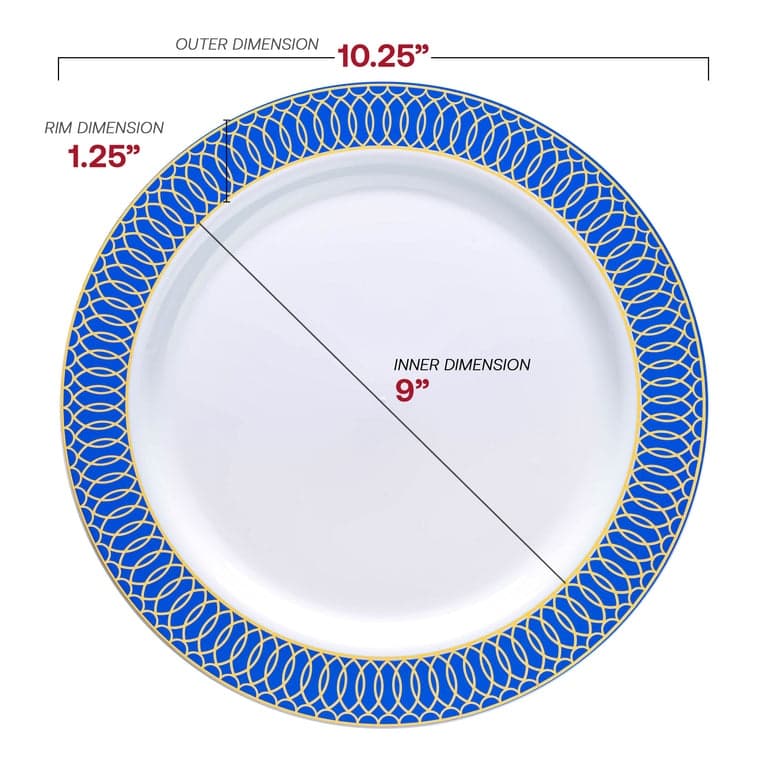 White with Spiral Rim Disposable Plastic Plate Packs - Party Supplies