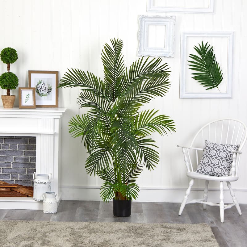 Artificial Palm Tree Indoor Outdoor 5.5ft Realistic Greenery Home Office Decor - Green - 51-60 Inches