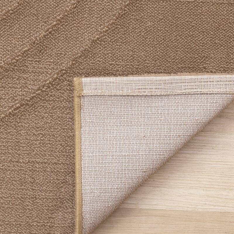 Elizabeth Collection - Brown Curves Textured Area Rug