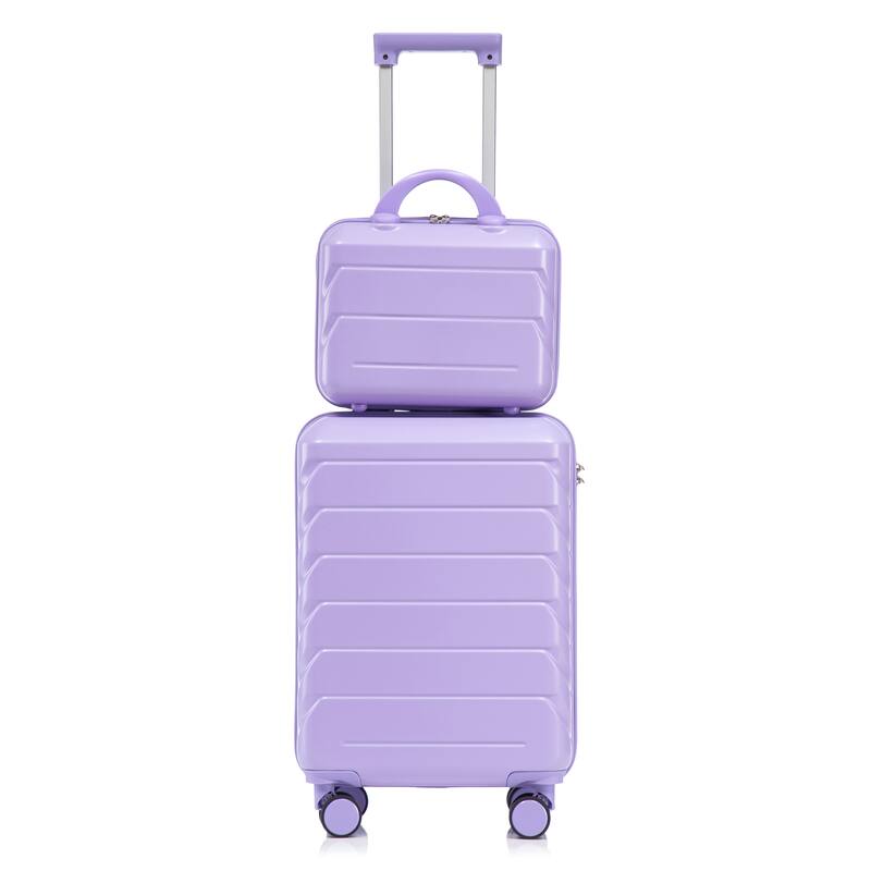 2 Piece Carry On Luggage Set, ABS Hardside Suitcase with Cosmetic Case