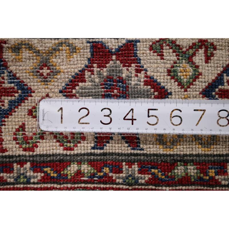 Grey Kazak Oriental Area Rug Handmade Wool Carpet - 4'11" x 6'8"